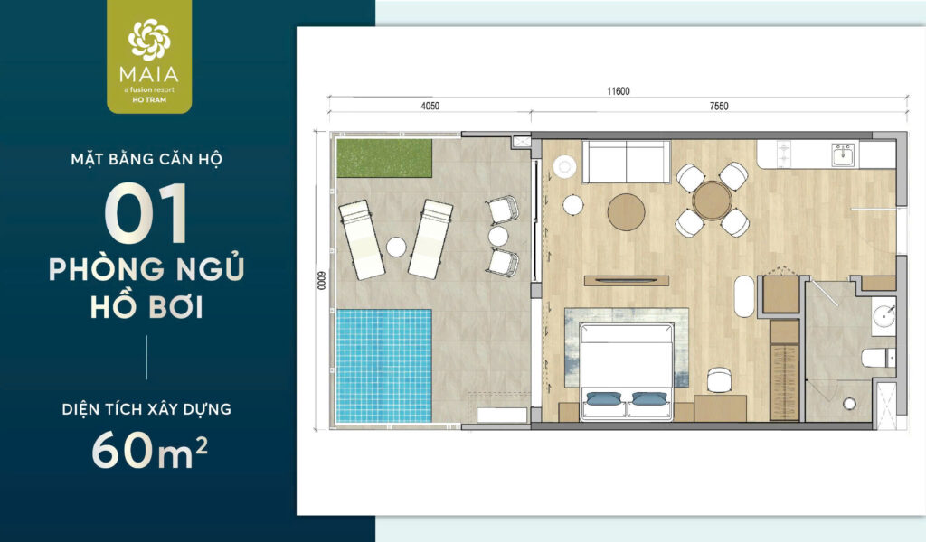 MAIA-Happy Tower-Layout 1PN Hồ Bơi