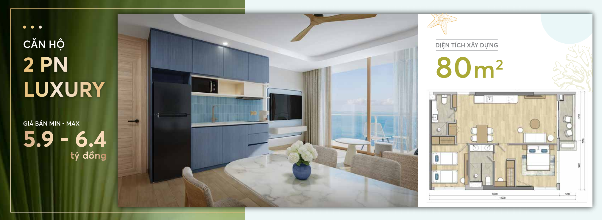 tòa happy tower Căn hộ 2 phòng ngủ luxury