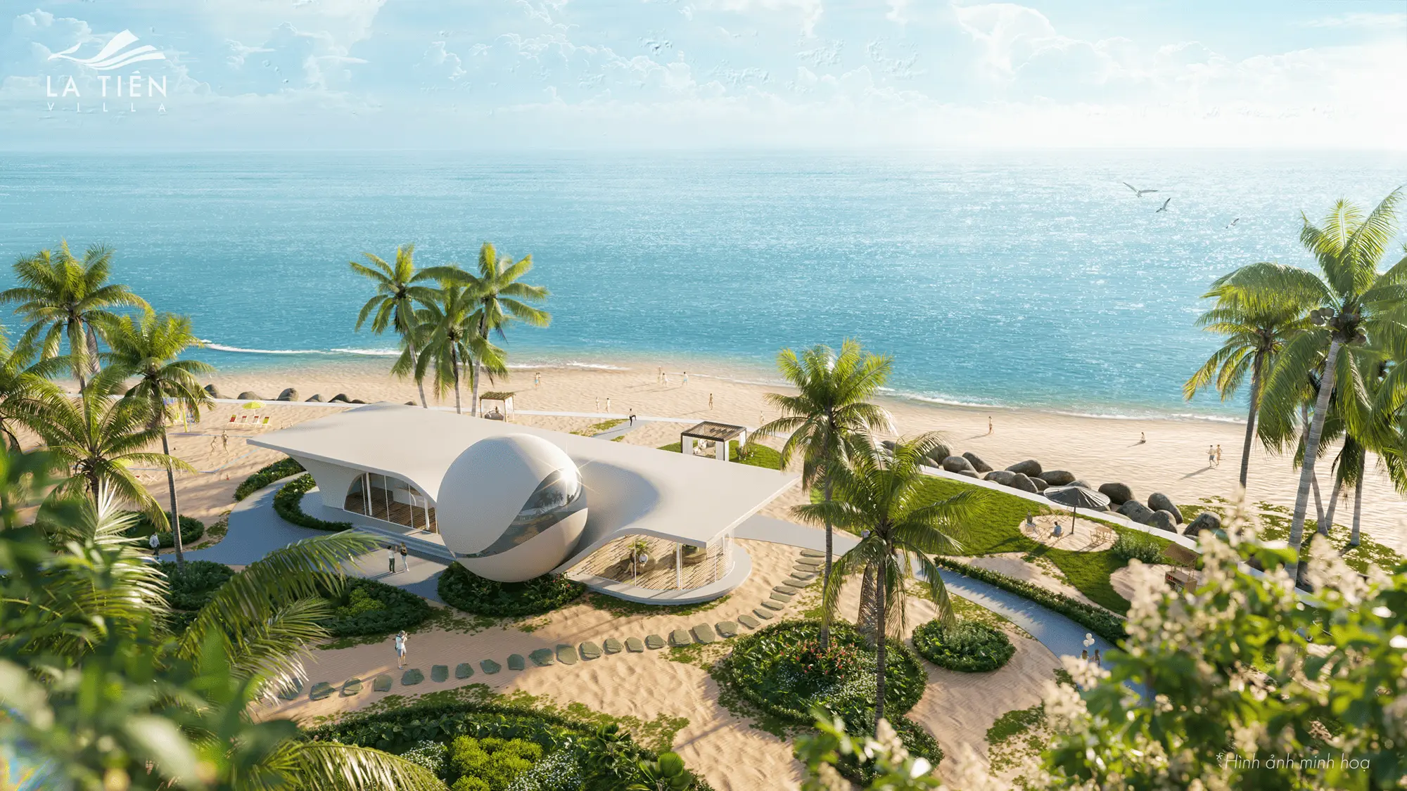 Bãi biển buổi sáng tại La Tiên Villa