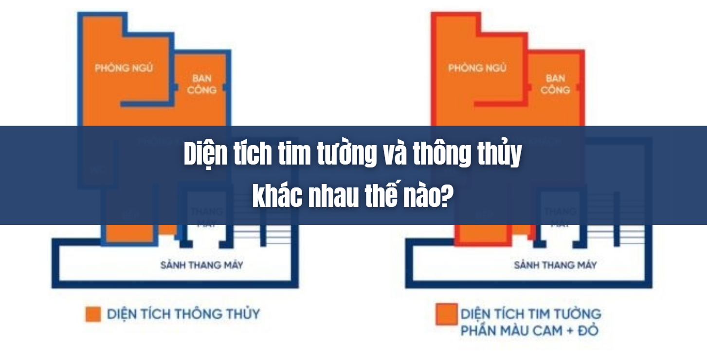 Diện tích tim tường và thông thủy khác nhau thế nào