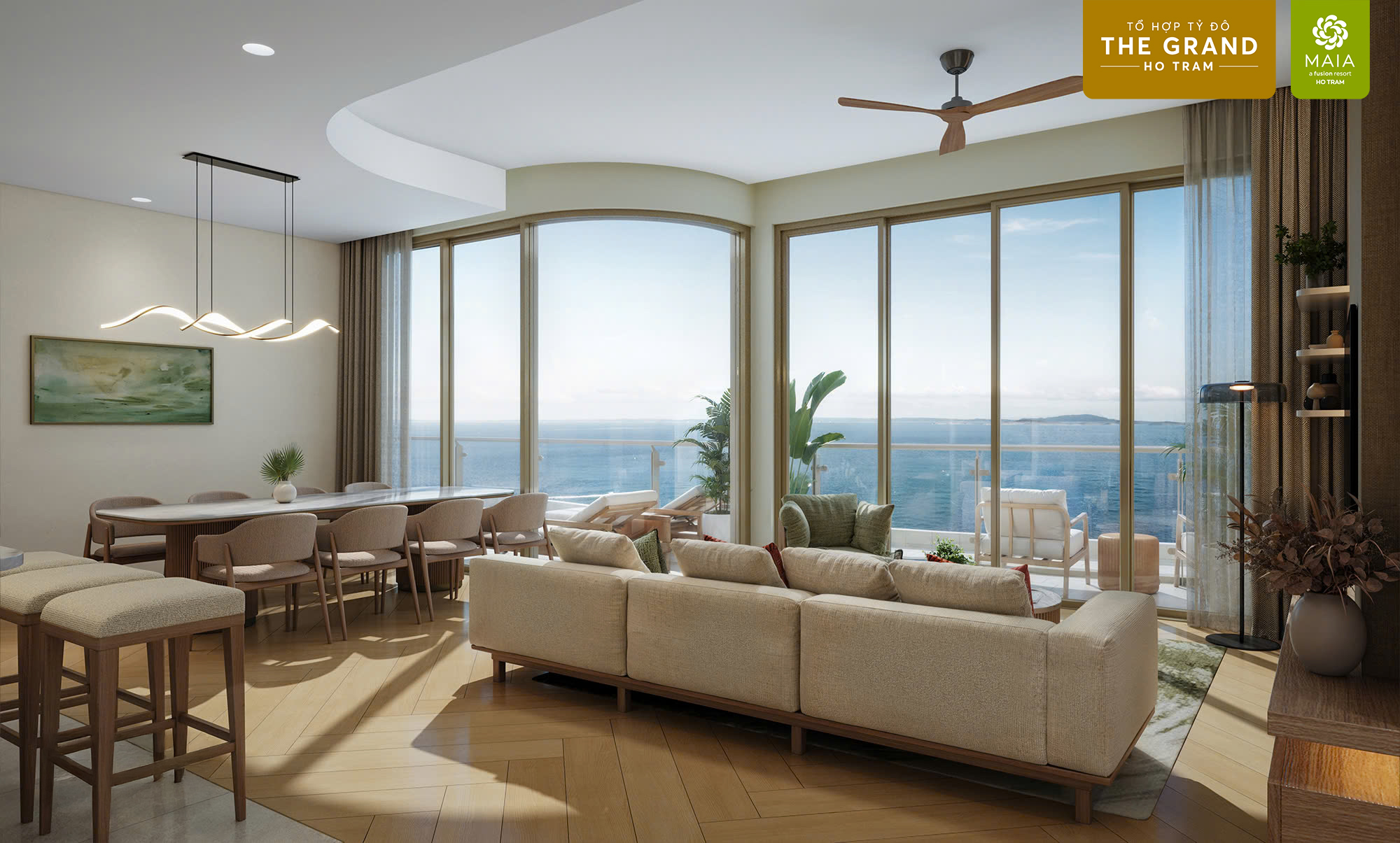 Không gian bên trong Penthouse với tầm nhìn hướng biển