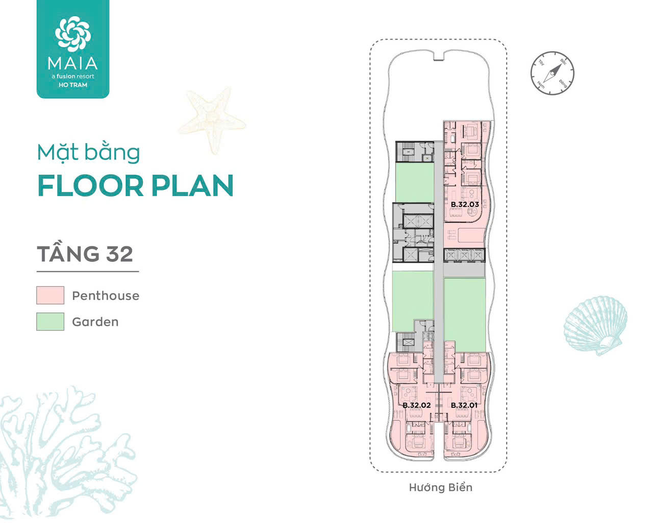 Mặt bằng tầng Penthouse (tầng 32)