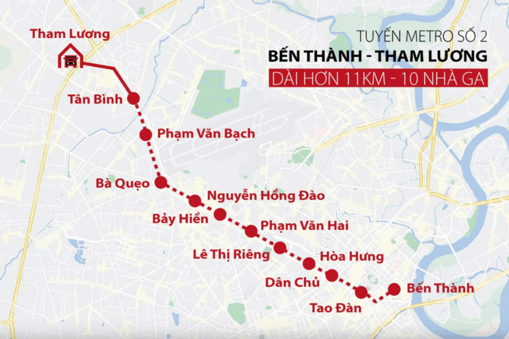 Lộ trình tuyến Metro Bến Thành – Tham Lương