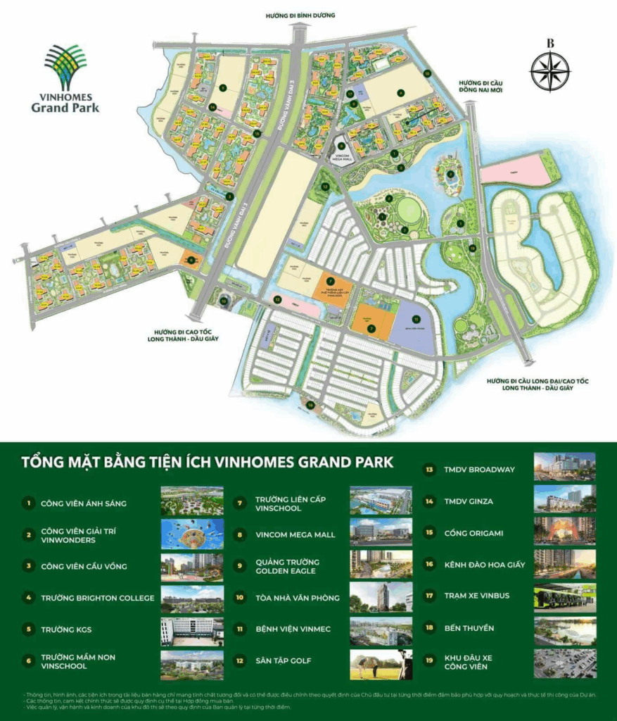 Tổng mặt bằng tiện ích Vinhomes Grand Park