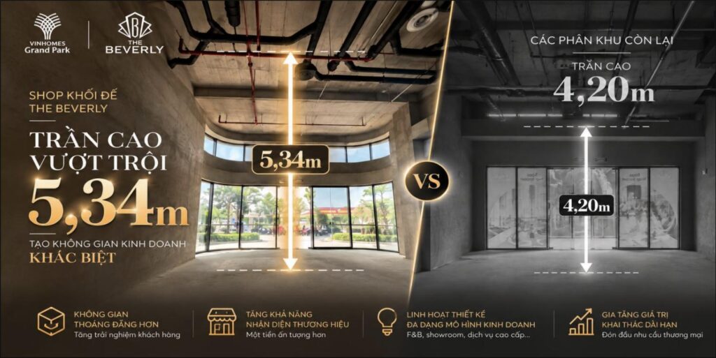 Chiều cao trần 5,34m tạo thêm không gian thiết kế
